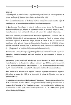 Analyse des Stratégies de Relance des Activités Génératrices des Revenues à Mumosho Centre