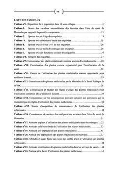 Connaissances et pratiques sur l'utilisation des plantes médicinales par femmes