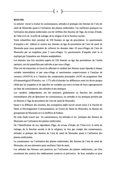 Connaissances et pratiques sur l'utilisation des plantes médicinales par femmes