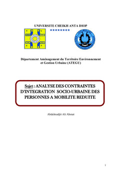 Analyse des Contraintes d'intégration socio-urbaine