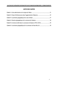 Analyse des Contraintes d'intégration socio-urbaine