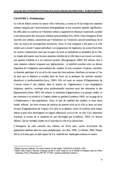 Analyse des Contraintes d'intégration socio-urbaine