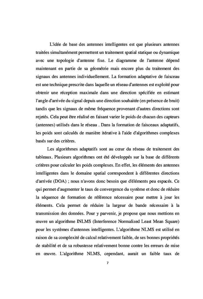 Pilotage adaptatif des antennes à l'aide de l'algorithme INLMS
