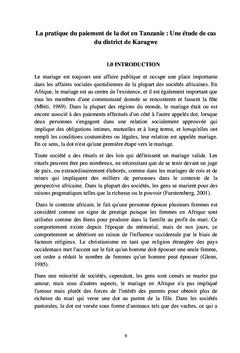 La pratique du paiement de la dot en Tanzanie