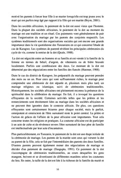 La pratique du paiement de la dot en Tanzanie