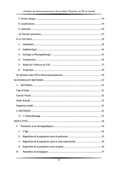 Prévalence des lésions précancéreuses chez les femmes VIH positif