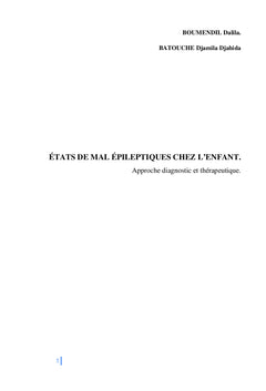 États de mal épileptiques chez l'enfant