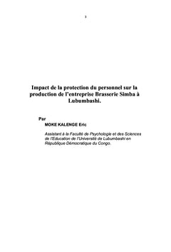 Impact de la protection du personnel sur la production de l'entreprise Brasserie Simba à Lubumbashi