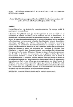 L'économie globalisée a bout de souffle: