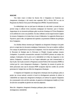 Les besoins dans le domaine de l'adaptation au changement climatique: