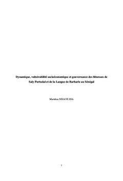 Dynamique, vulnérabilité socio économique et gouvernance des littoraux