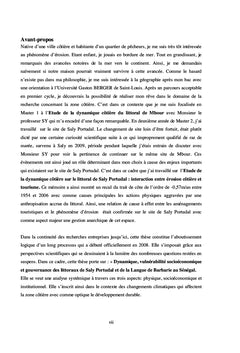 Dynamique, vulnérabilité socio économique et gouvernance des littoraux