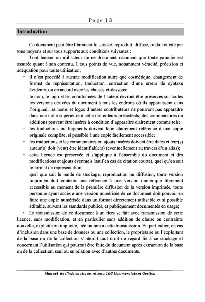 Manuel de l'informatique niveau 1&2