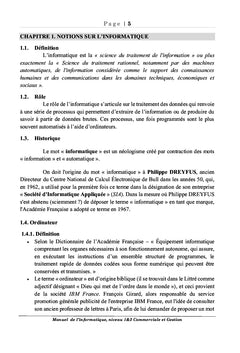 Manuel de l'informatique niveau 1&2
