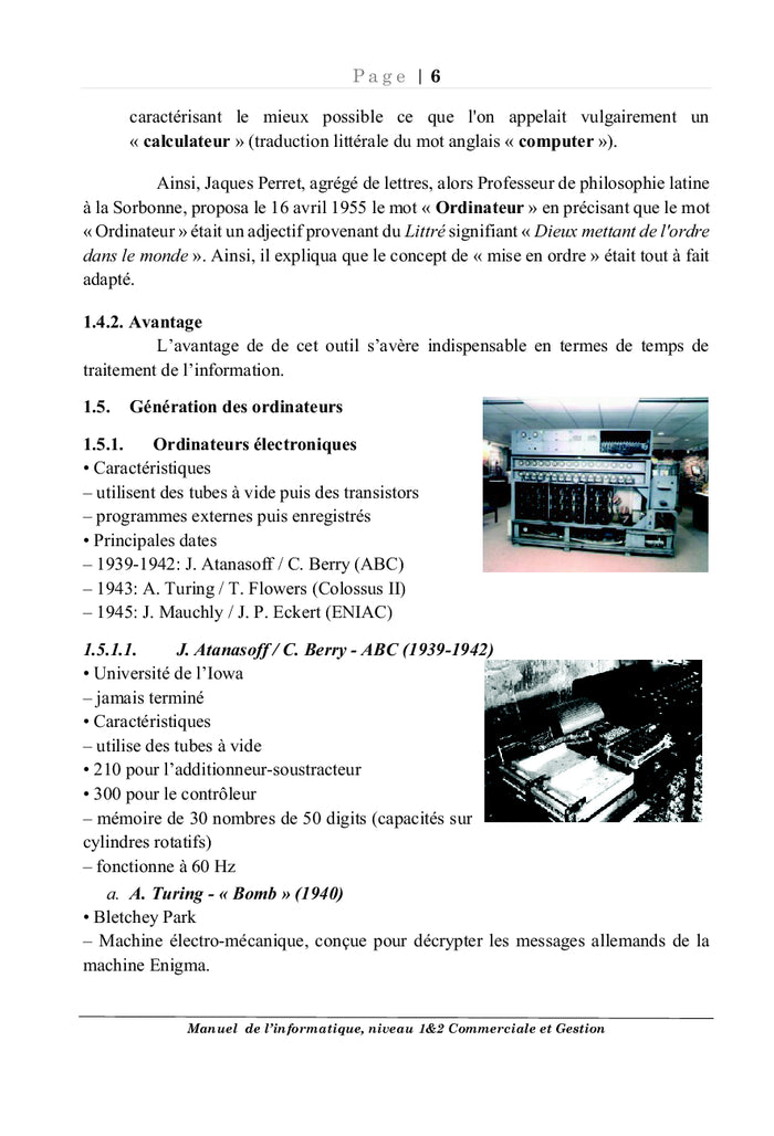 Manuel de l'informatique niveau 1&2