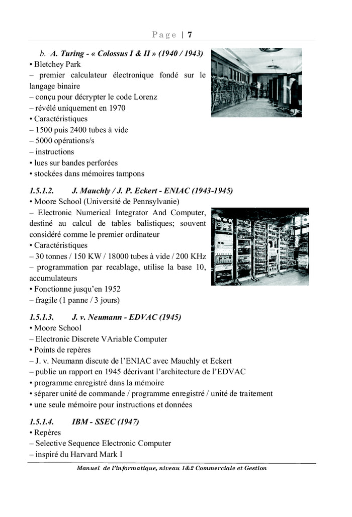 Manuel de l'informatique niveau 1&2