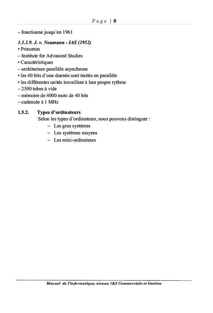 Manuel de l'informatique niveau 1&2