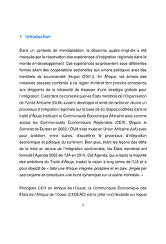 État de l'intégration régionale en Afrique de l'Ouest