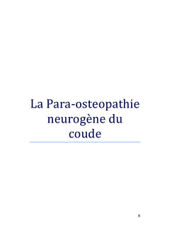 La Para-osteopathie neurogène du coude
