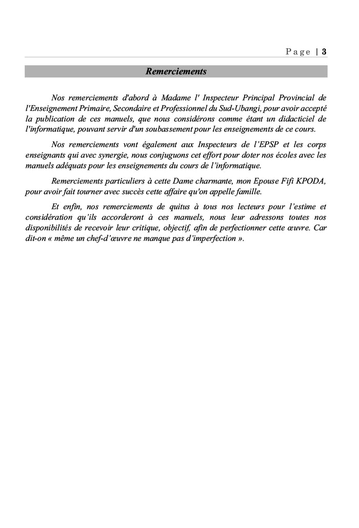 Manuel de l'informatique niveau 3&4