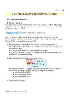 Manuel de l'informatique niveau 3&4