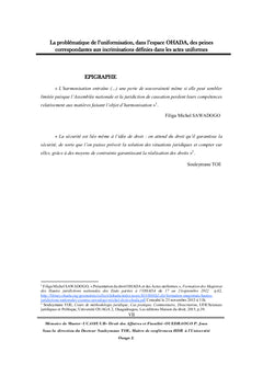 L'Uniformisation des peines dans l'espace OHADA