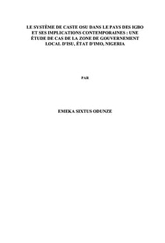 Le système Osu-Caste dans l'Igboland contemporain