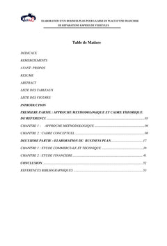 Elaboration d'un business plan pour la mise en place