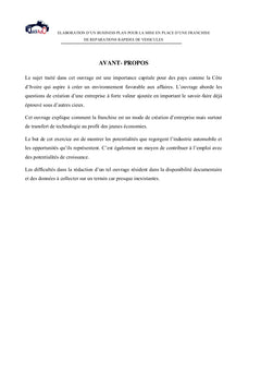 Elaboration d'un business plan pour la mise en place