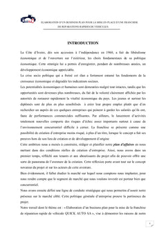 Elaboration d'un business plan pour la mise en place