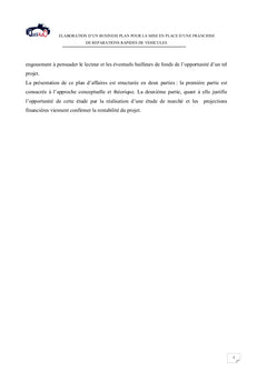 Elaboration d'un business plan pour la mise en place