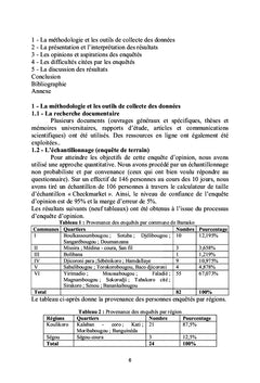 Enquête d'opinion des usagers - Projet médical de l'hôpital du Mali
