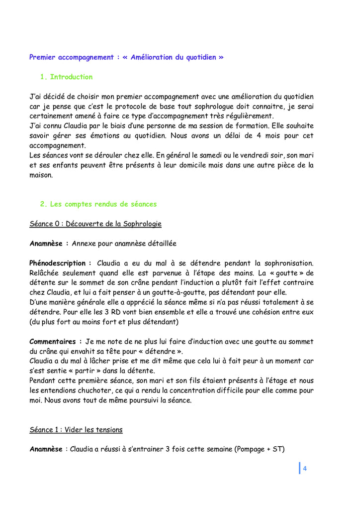 Sophrologie Protocoles et rapport de stage