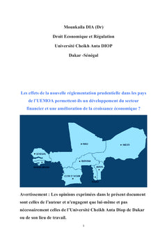 Les effets de la nouvelle réglementation prudentielle dans les pays de l'UEMOA