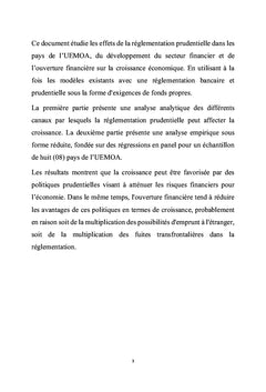 Les effets de la nouvelle réglementation prudentielle dans les pays de l'UEMOA