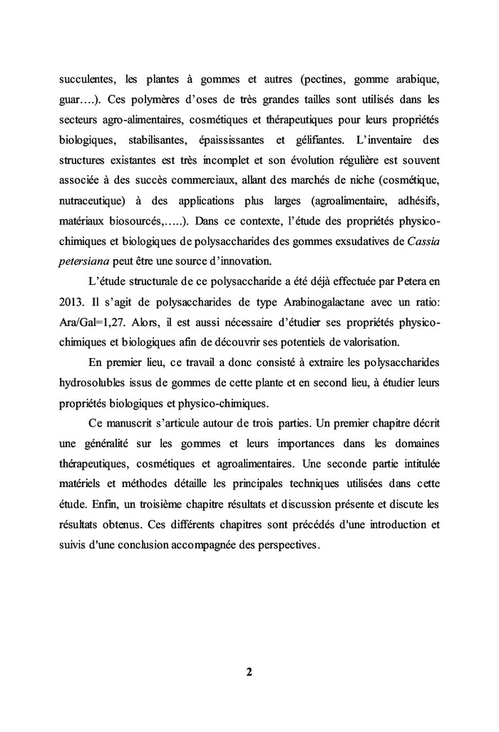 Gommes exsudatives de Cassia petersiana (FABACEAE)