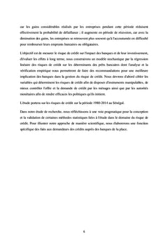 Analyse du crédit à risque bancaire dans l'économie sénégalaise