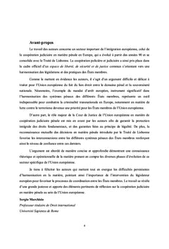 Aspects pénaux de la coopération judiciaire en Europe