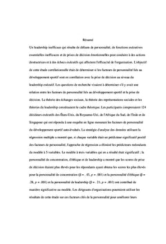 Développement athlétique Facteurs de personnalité et prise de décision