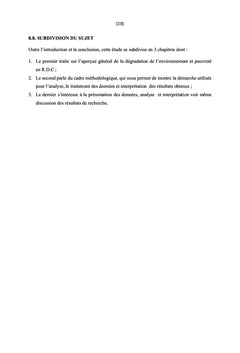 Dégradation des quelques ressources naturelles et le niveau de vie
