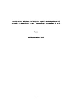 Utilisation des portfolios électroniques pour développer l'évaluation formative et les attitudes