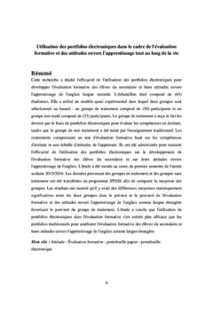 Utilisation des portfolios électroniques pour développer l'évaluation formative et les attitudes