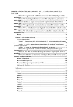 Perceptions des gestionnaires sur le leadership centré sur l'action