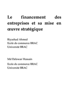 Le financement des entreprises et sa mise en oeuvre stratégique