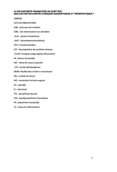 Particularités de la polyarthrite rhumatoide chez le sujet âgé