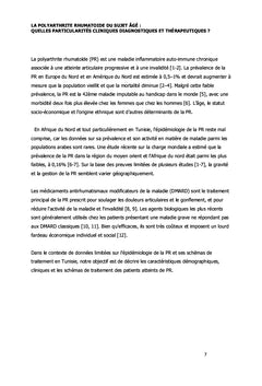 Particularités de la polyarthrite rhumatoide chez le sujet âgé