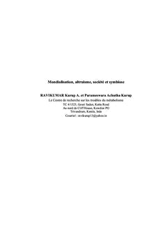 Mondialisation, altruisme, société et symbiose