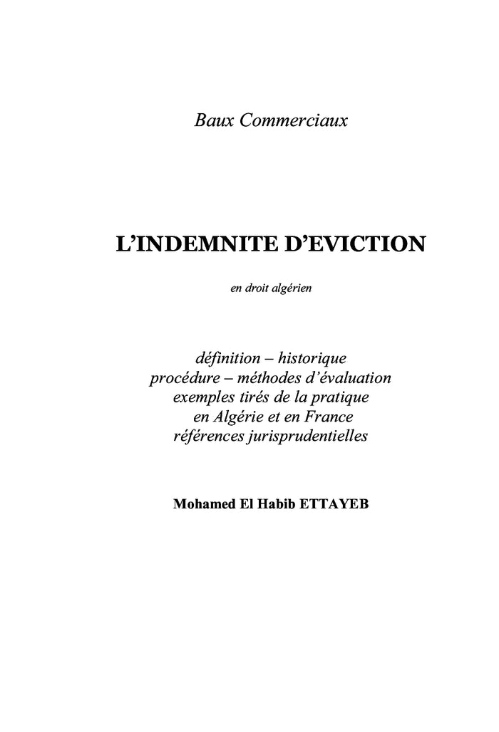 L'indemnité d'éviction