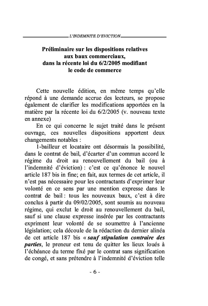 L'indemnité d'éviction