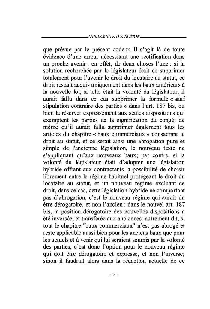 L'indemnité d'éviction